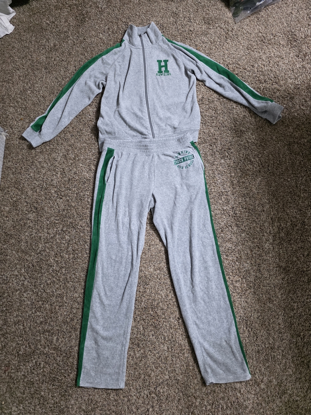 Gray & Green Track Jogger Set - H Logo